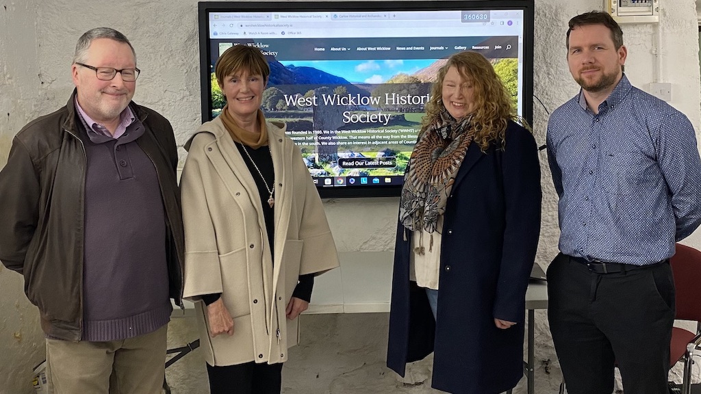 L-R at the launch of the west wicklow historical society website Paul Gorry, Cora Crampton Rachel kane and Declan keenan
