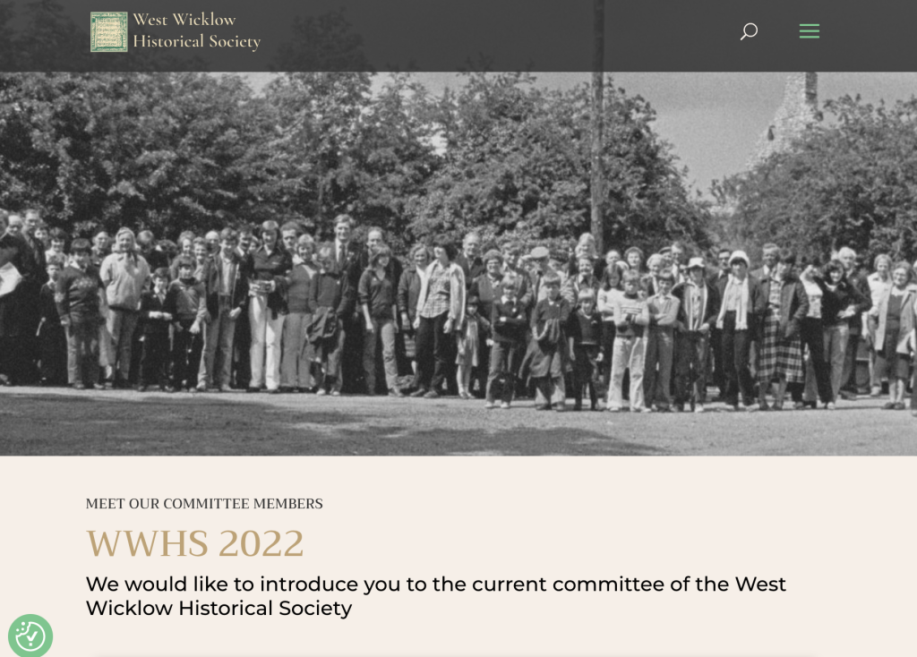 Screengrab of west wicklow historical society website page