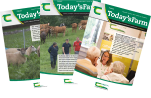 A colloage of three Todays Farm covers from July to December 2025